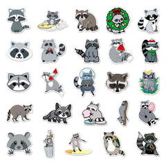 50pcs Raccoon Graffiti Stickers for DIY Skateboard Guitar Water Cup Fun Gift