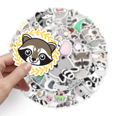 50pcs Raccoon Graffiti Stickers for DIY Skateboard Guitar Water Cup Fun Gift
