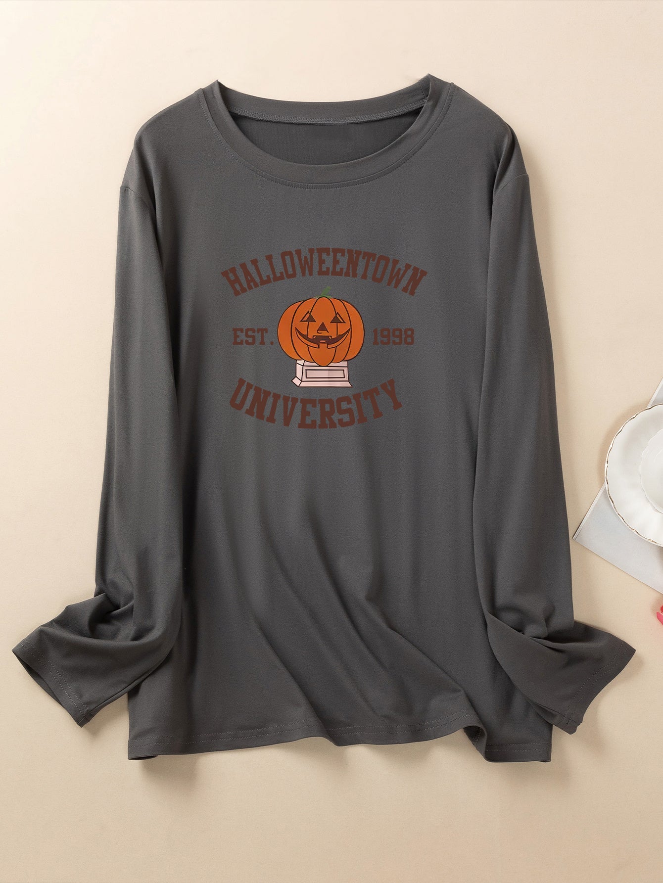 Halloween Lounge Top Women's Funny Pumpkin Print Pajama Top