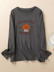 Halloween Lounge Top Women's Funny Pumpkin Print Pajama Top
