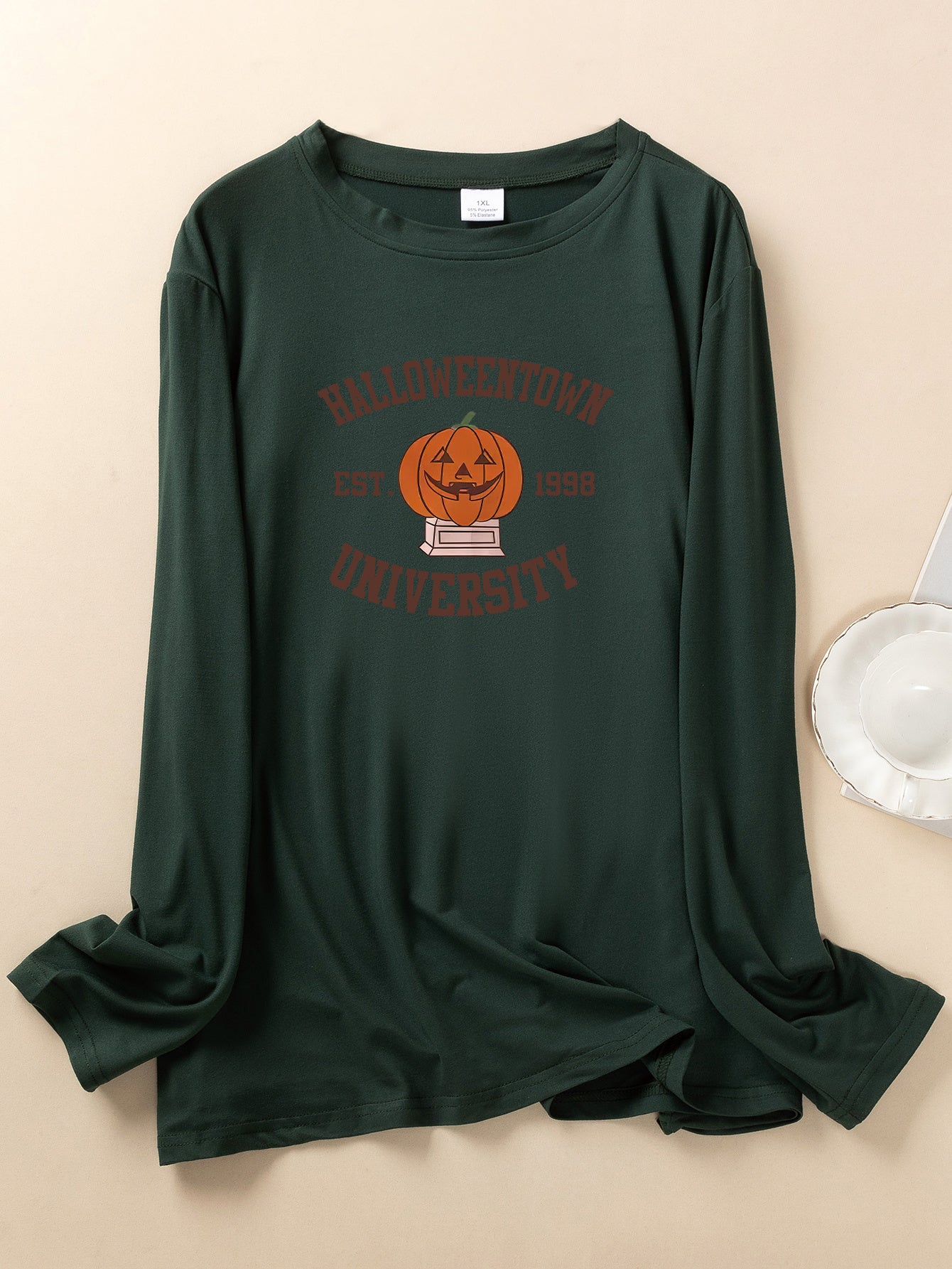 Halloween Lounge Top Women's Funny Pumpkin Print Pajama Top