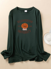 Halloween Lounge Top Women's Funny Pumpkin Print Pajama Top