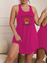 Plus Size Halloween Lounge Dress Women's Plus Pumpkin Print Nightdress