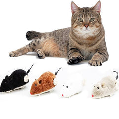 Interactive Wind Up Plush Mouse Toy for Cats