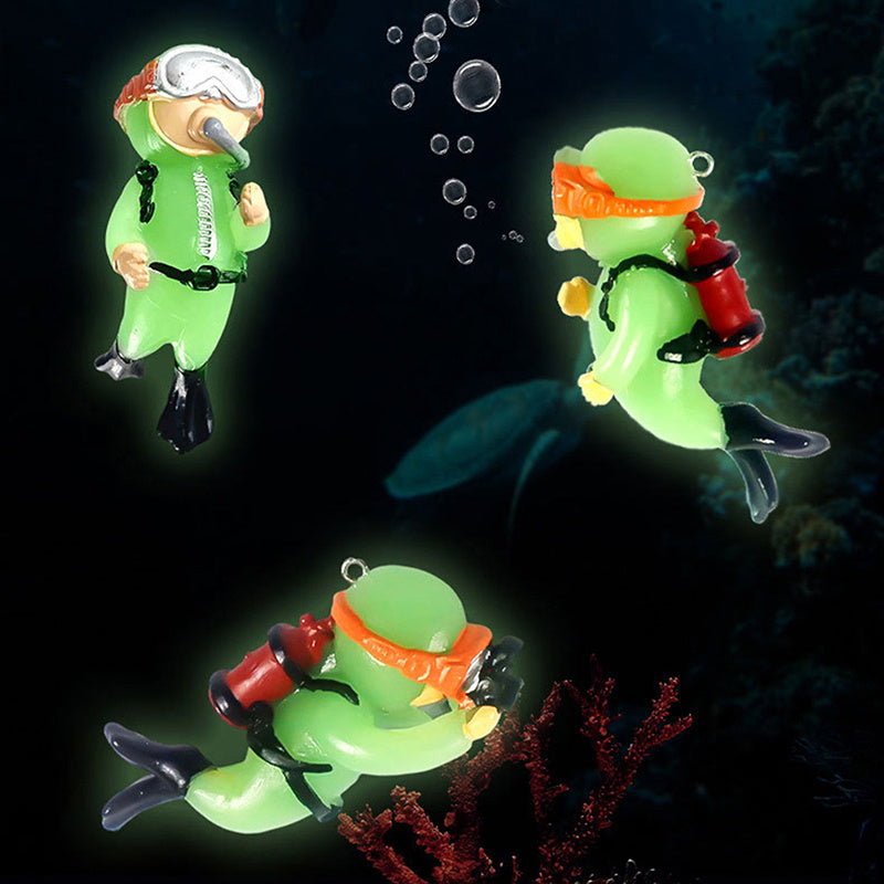 Luminous Green Mini Diver Fish Tank Ornament