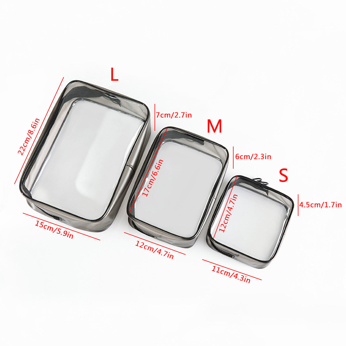 3pcs Clear Toiletry Bags Waterproof for Traveling