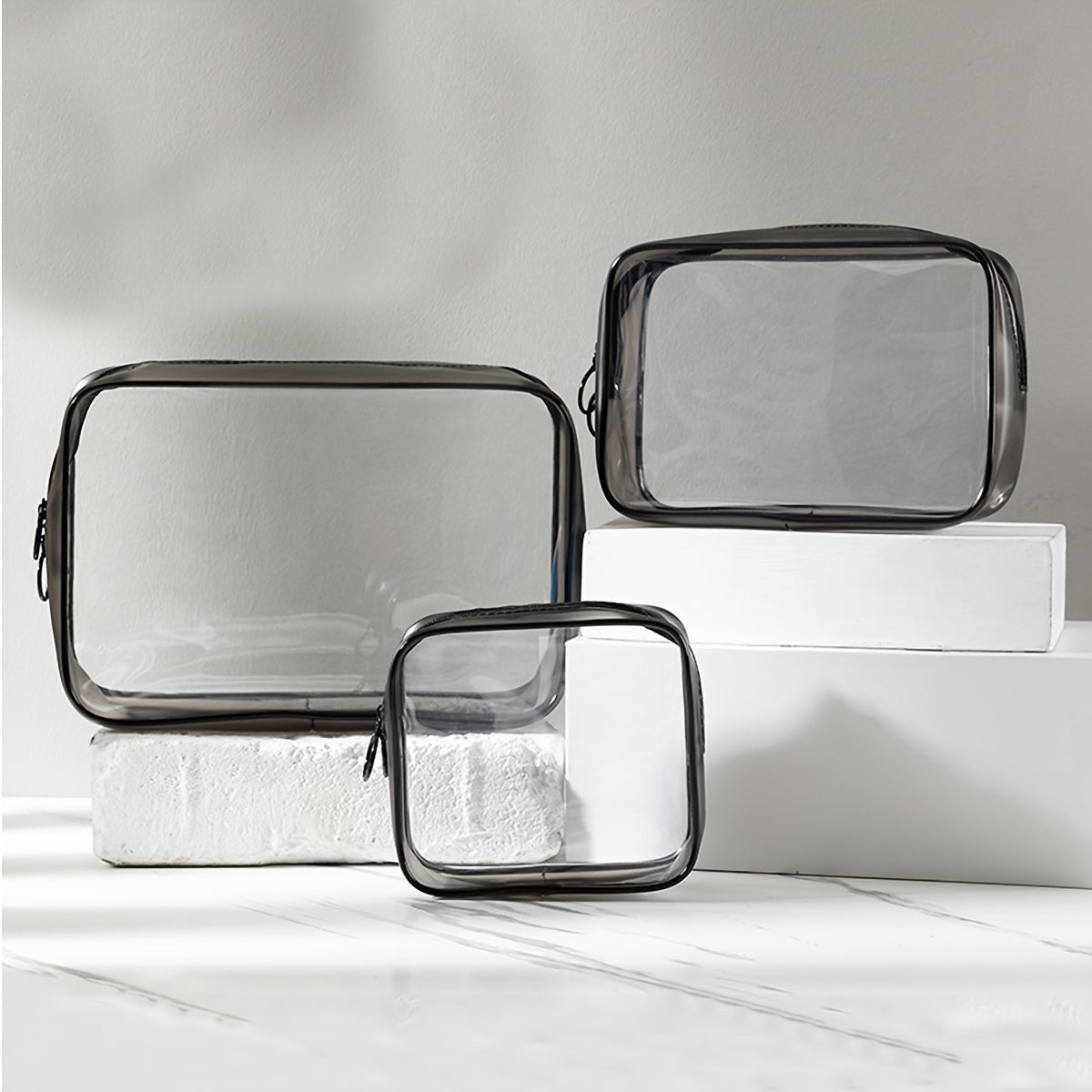 3pcs Clear Toiletry Bags Waterproof for Traveling