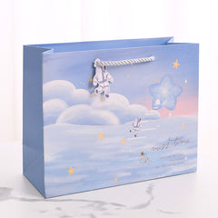 Cartoon Astronaut Planet Gift Bag for Kids Birthday, Horizontal Design