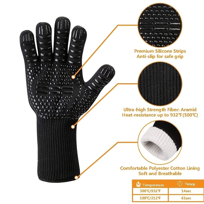 Fireproof Oven Gloves Heat Resistant Cut Resistant Non Slip Silicone BBQ Gloves