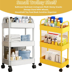 3 Tier Plastic Storage Cart with Wheels for Kitchen Living