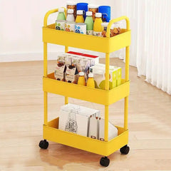 3 Tier Plastic Storage Cart with Wheels for Kitchen Living