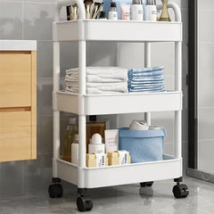 3 Tier Plastic Storage Cart with Wheels for Kitchen Living