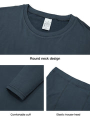 Men's Warm Sport Set Long Sleeve Crew Neck Tee & Compression Pants