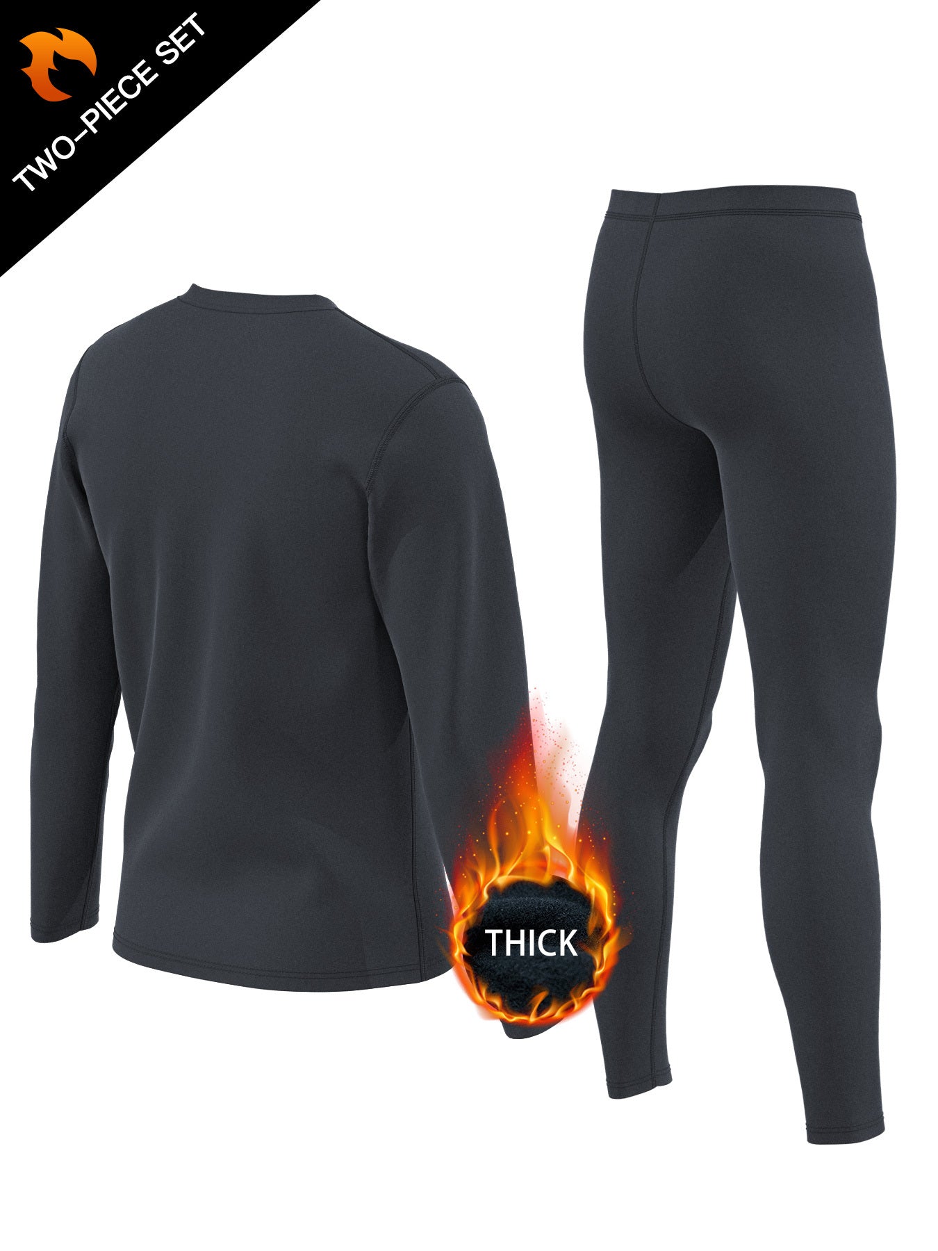 Men's Warm Sport Set Long Sleeve Crew Neck Tee & Compression Pants