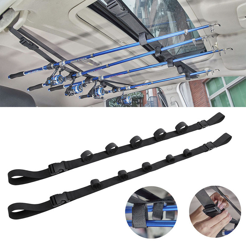 Adjustable Car Fishing Rod Holder 5 Rods Capacity Heavy Duty Nylon Rod Carrier