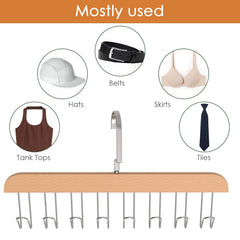 Wooden 8-Hook Tie Hanger Clothes Drying Rack Organizer