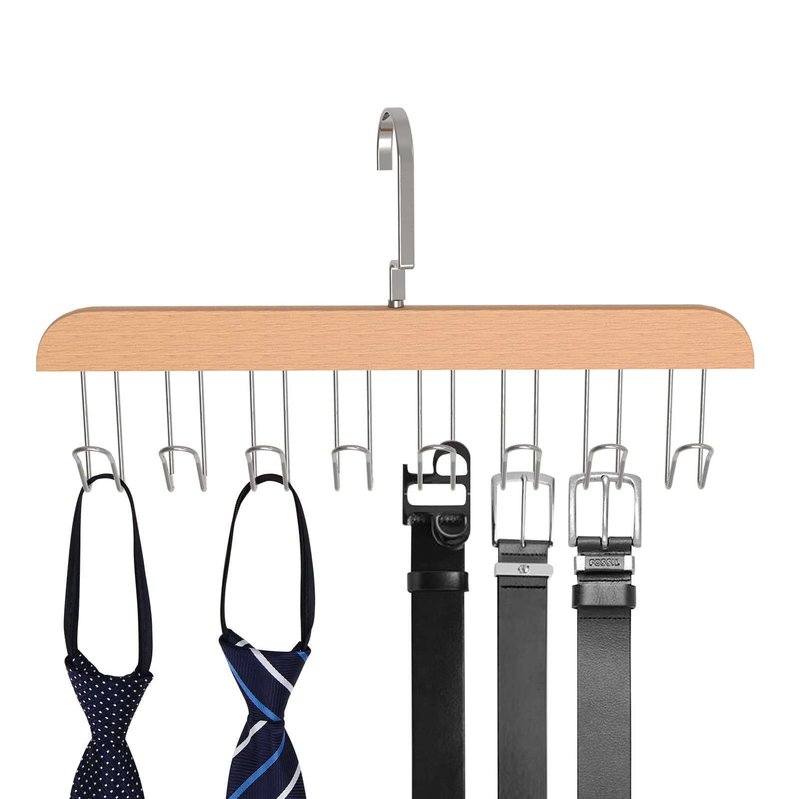 Wooden 8-Hook Tie Hanger Clothes Drying Rack Organizer