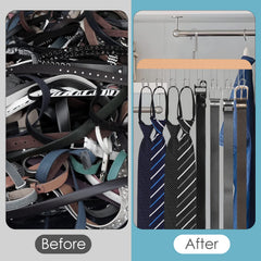 Wooden 8-Hook Tie Hanger Clothes Drying Rack Organizer