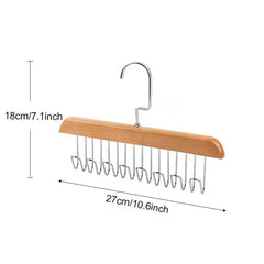Wooden 8-Hook Tie Hanger Clothes Drying Rack Organizer