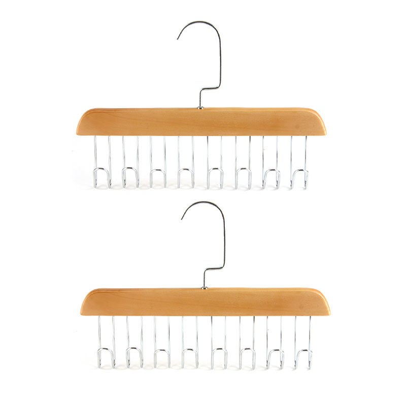 Wooden 8-Hook Tie Hanger Clothes Drying Rack Organizer