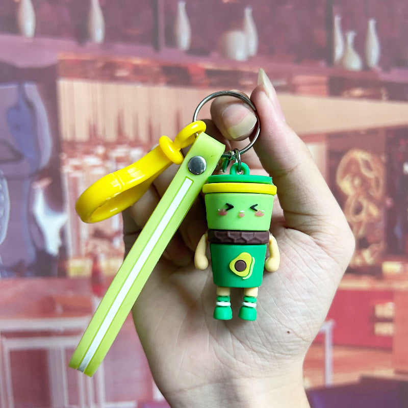 Cartoon Fruit Beverage Bottle Keychain Pendant Car Key Bag Hanging Decorations