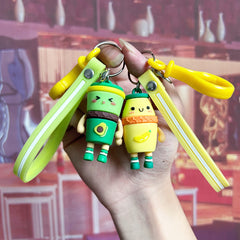 Cartoon Fruit Beverage Bottle Keychain Pendant Car Key Bag Hanging Decorations