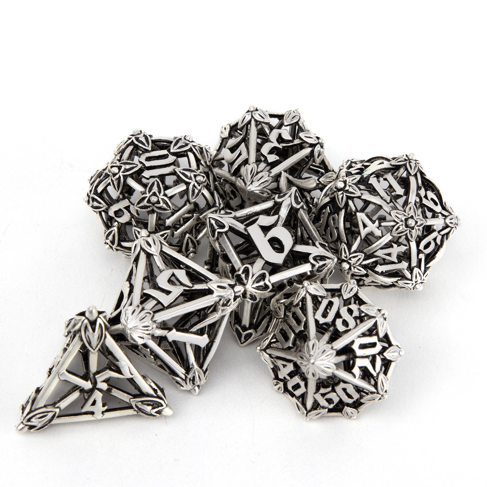 7pcs Leaf Flower Metal Dice Set for RPG Board Game