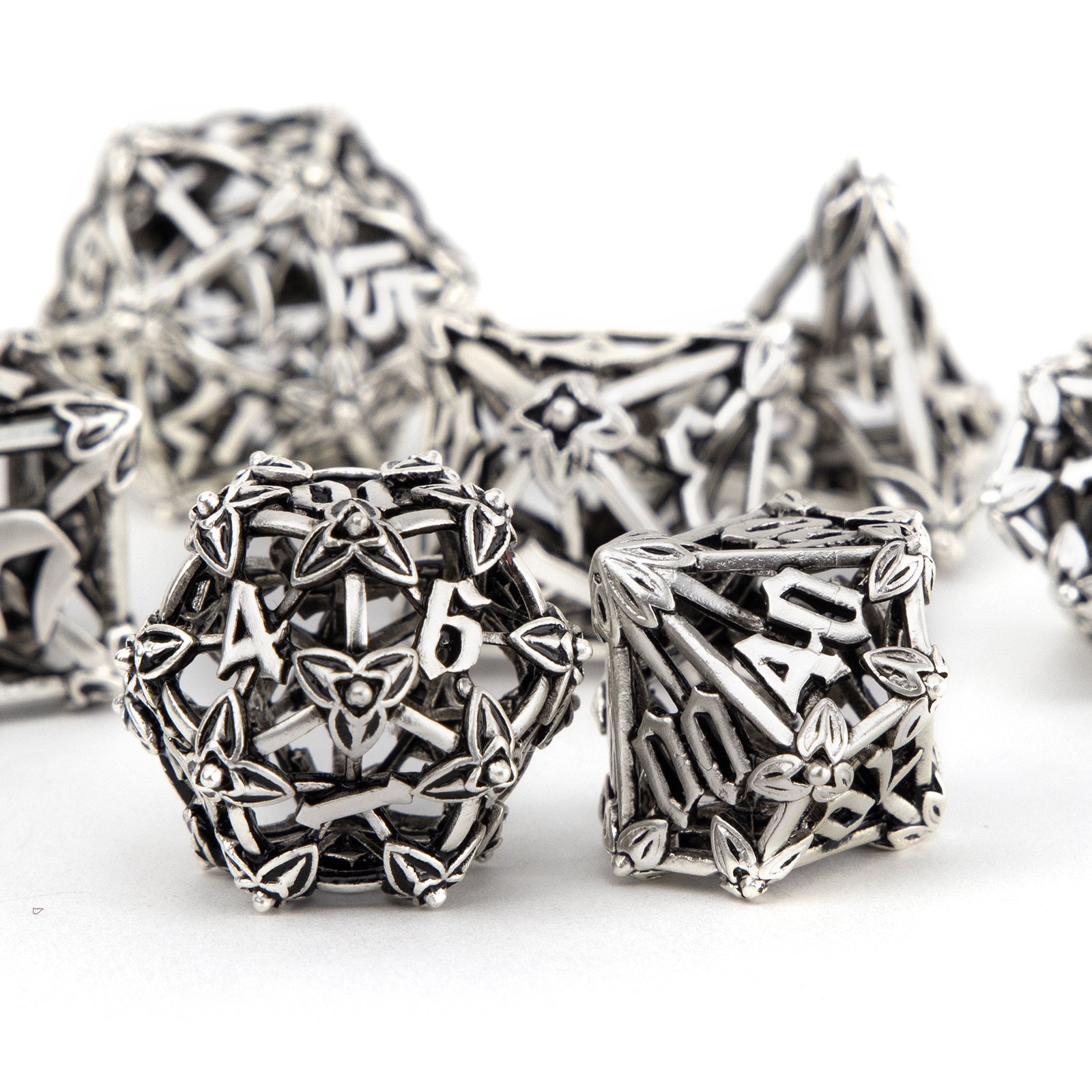 7pcs Leaf Flower Metal Dice Set for RPG Board Game