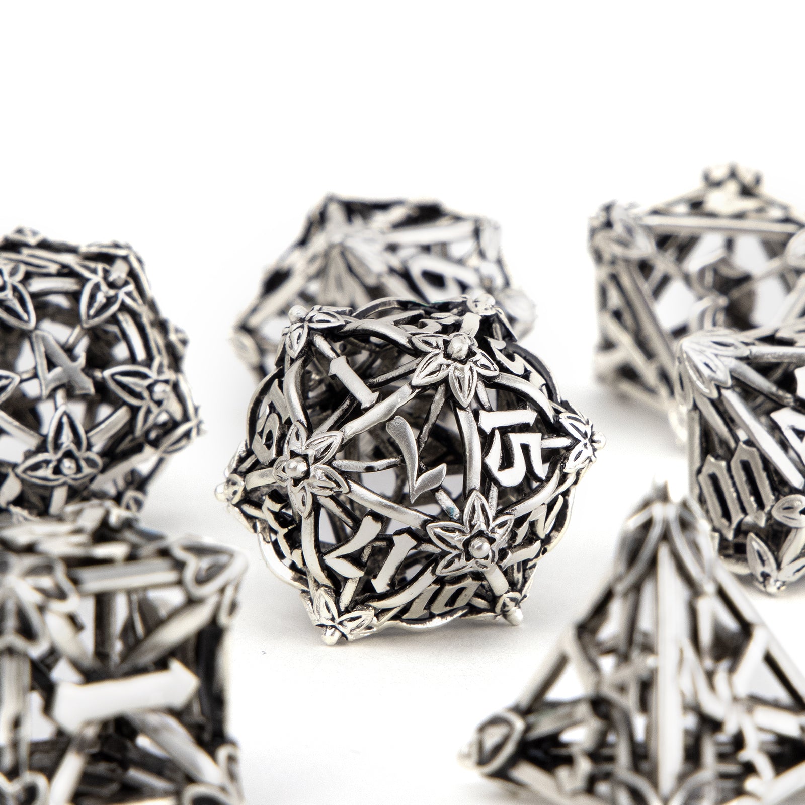 7pcs Leaf Flower Metal Dice Set for RPG Board Game
