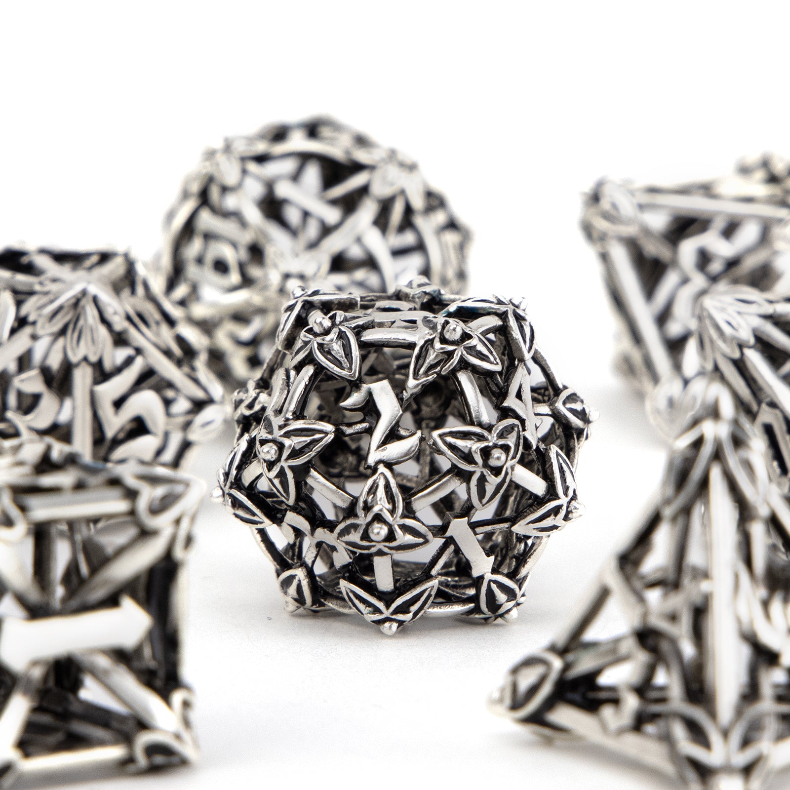 7pcs Leaf Flower Metal Dice Set for RPG Board Game