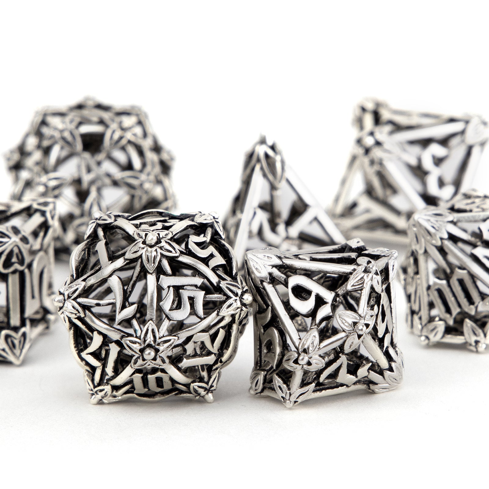 7pcs Leaf Flower Metal Dice Set for RPG Board Game