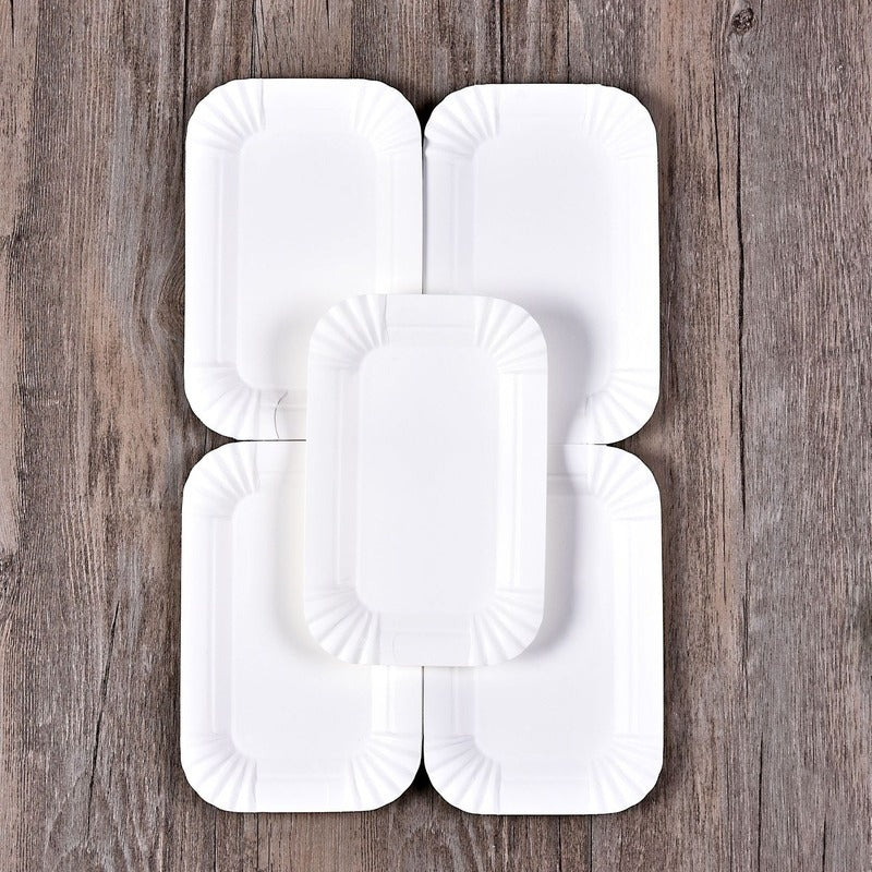 50pcs Rectangular Cake Tray Paper Plates Disposable Dinner Plate