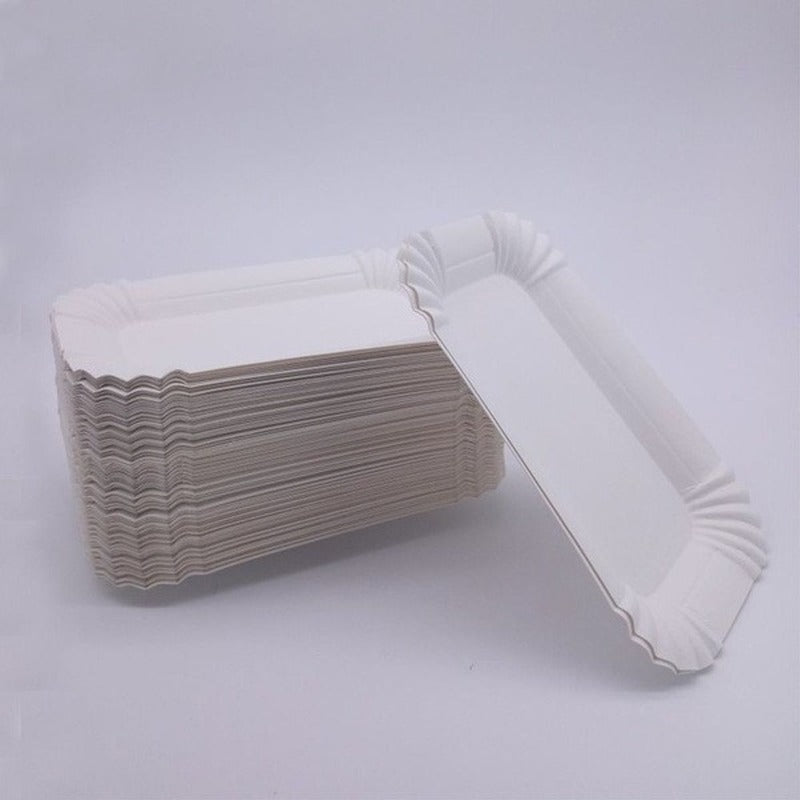 50pcs Rectangular Cake Tray Paper Plates Disposable Dinner Plate
