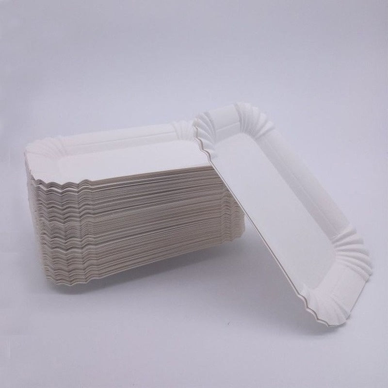 50pcs Rectangular Cake Tray Paper Plates Disposable Dinner Plate