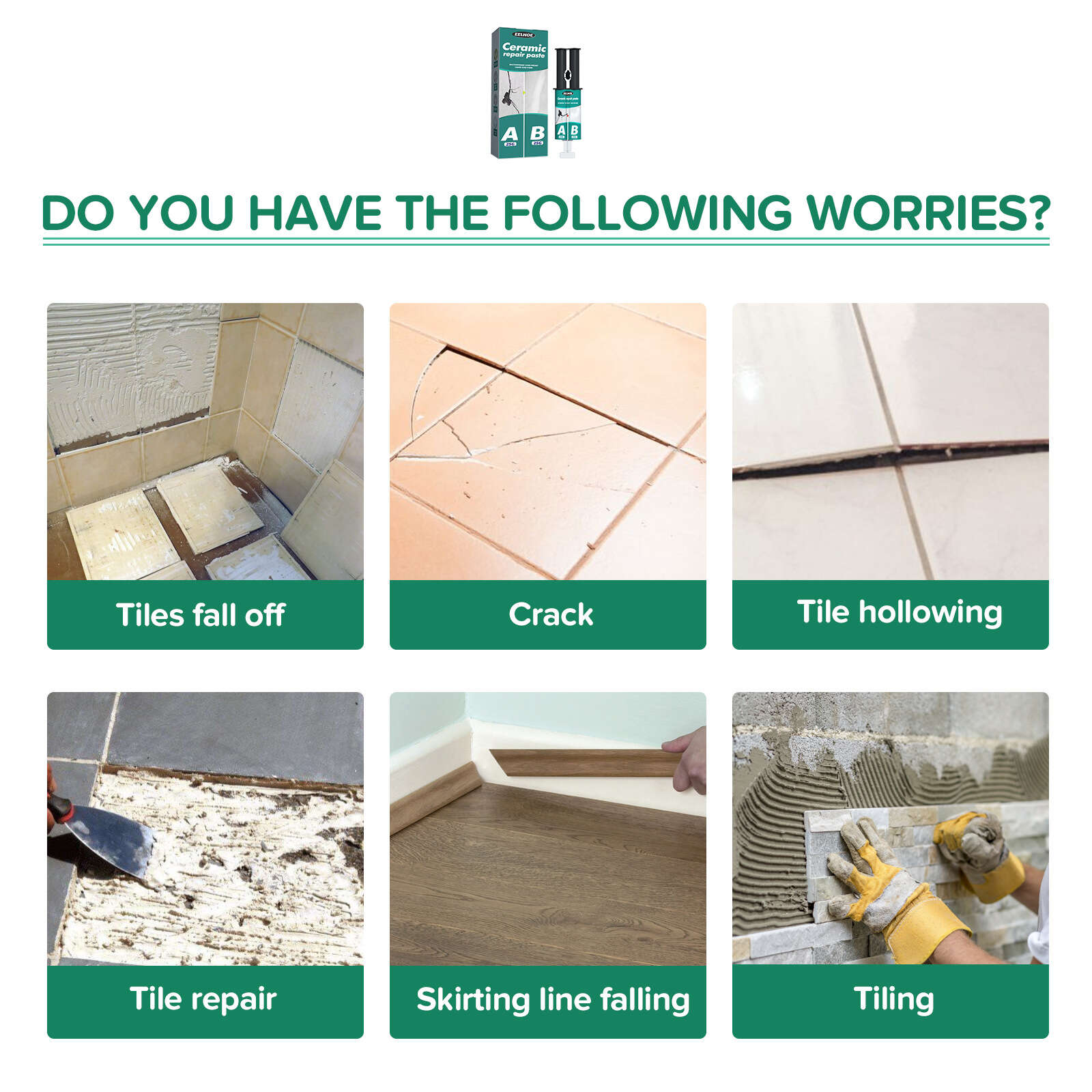 Ceramic Tile Repair AB Adhesive Set Metal Ceramic Tile Filling Crack