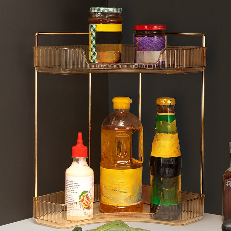 1pc Light Corner Shelf Kitchen Storage Bathroom Corner Shelf Layer Shelf Vanity