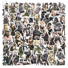 60pcs Military Anime Girl Love Doodle Stickers Pack