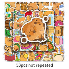 50pcs Capybara Love Doodle Waterproof Stickers Pack for Adults Teens
