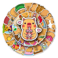 50pcs Capybara Love Doodle Waterproof Stickers Pack for Adults Teens