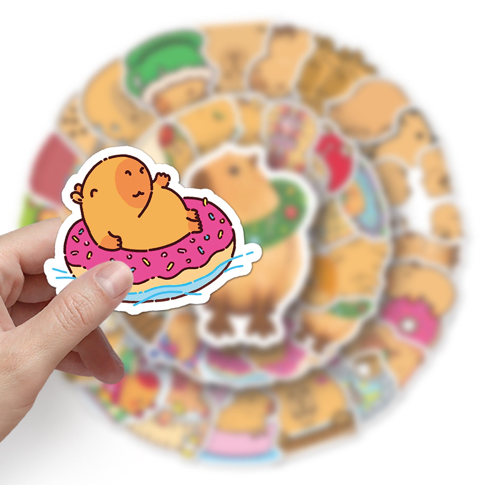 50pcs Capybara Love Doodle Waterproof Stickers Pack for Adults Teens