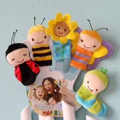 5pcs Cartoon Insect Finger Dolls Bees Butterflies Ladybugs Caterpillars