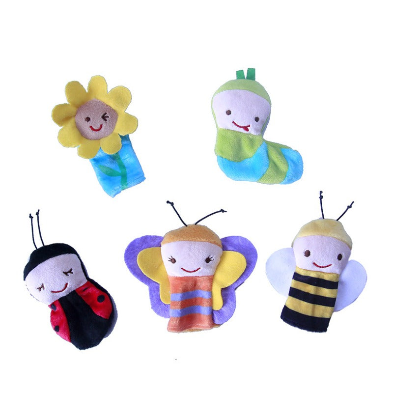5pcs Cartoon Insect Finger Dolls Bees Butterflies Ladybugs Caterpillars