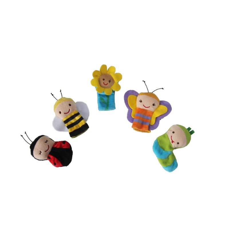 5pcs Cartoon Insect Finger Dolls Bees Butterflies Ladybugs Caterpillars
