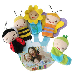 5pcs Cartoon Insect Finger Dolls Bees Butterflies Ladybugs Caterpillars