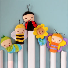 5pcs Cartoon Insect Finger Dolls Bees Butterflies Ladybugs Caterpillars