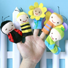 5pcs Cartoon Insect Finger Dolls Bees Butterflies Ladybugs Caterpillars