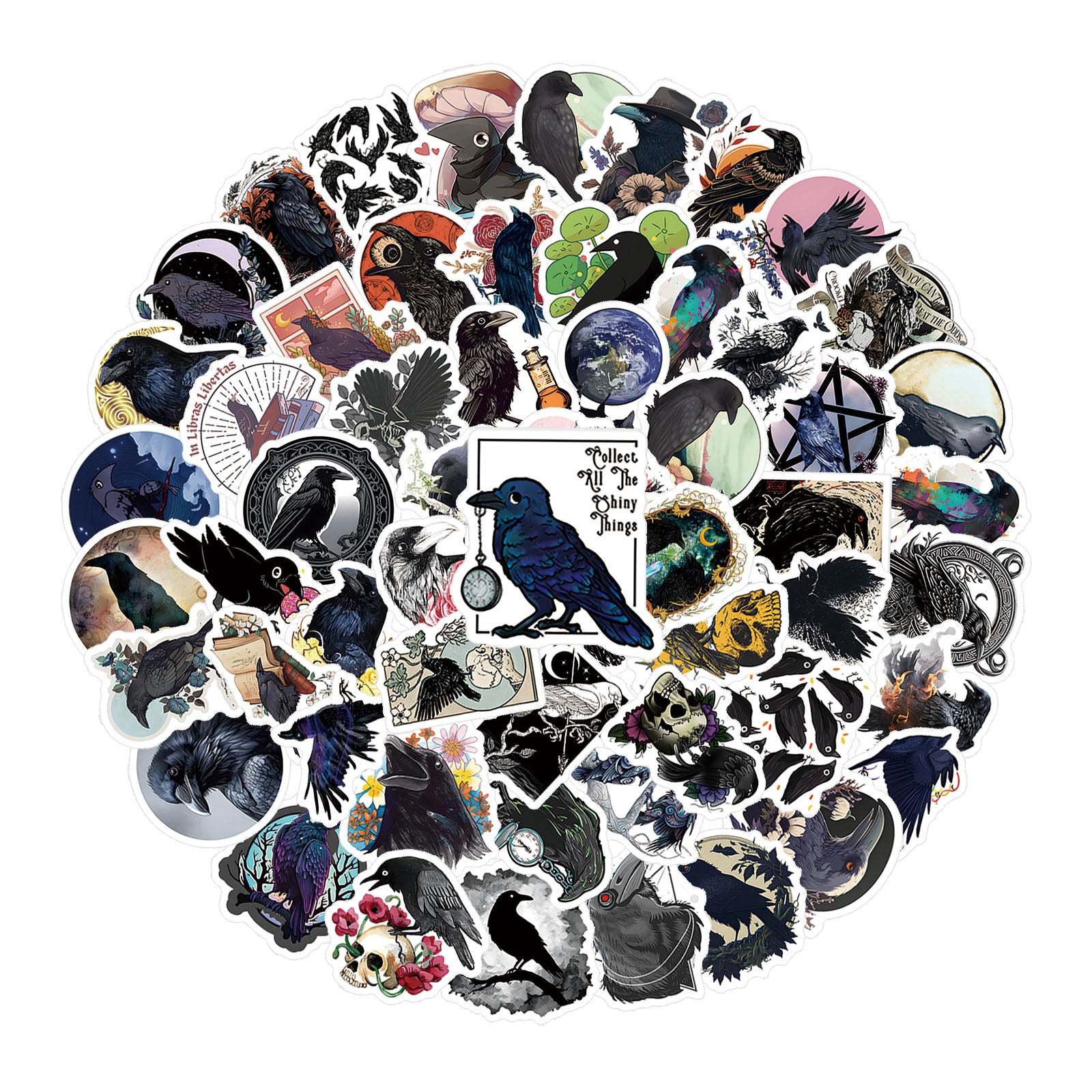 69pcs Funny Cartoon Waterproof Stickers: Fear Crow Bird Love Doodle Aesthetics