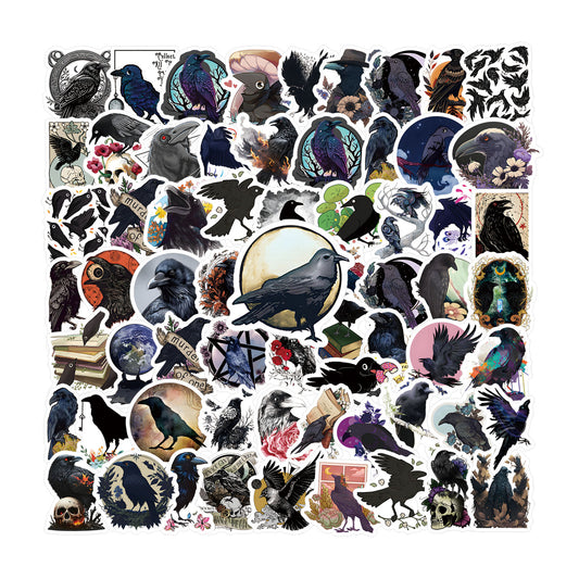 69pcs Funny Cartoon Waterproof Stickers: Fear Crow Bird Love Doodle Aesthetics