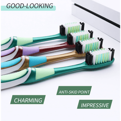 6pcs Medium Hard Hair Toothbrush, Family Pack, 2 Red, 2 Green, 2 Yellow