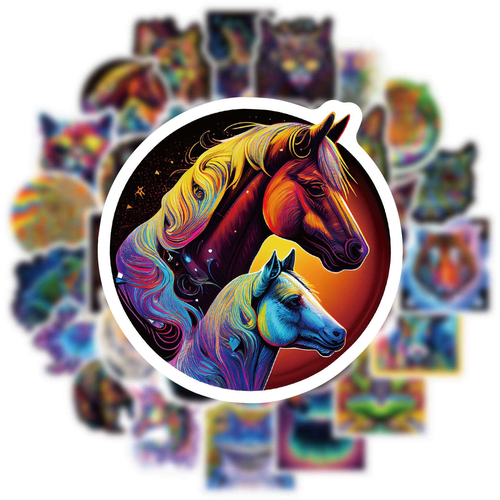 60pcs Hallowmas Psychedelic Animals Aesthetics Funny Cartoon Waterproof Stickers